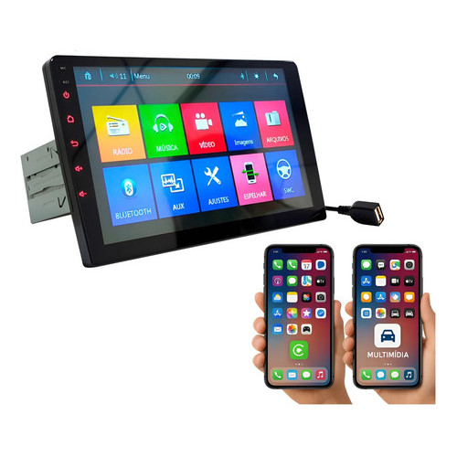 Central Multimídia Mp5 1 Din 9 Polegadas Bluetooth Usb Fm