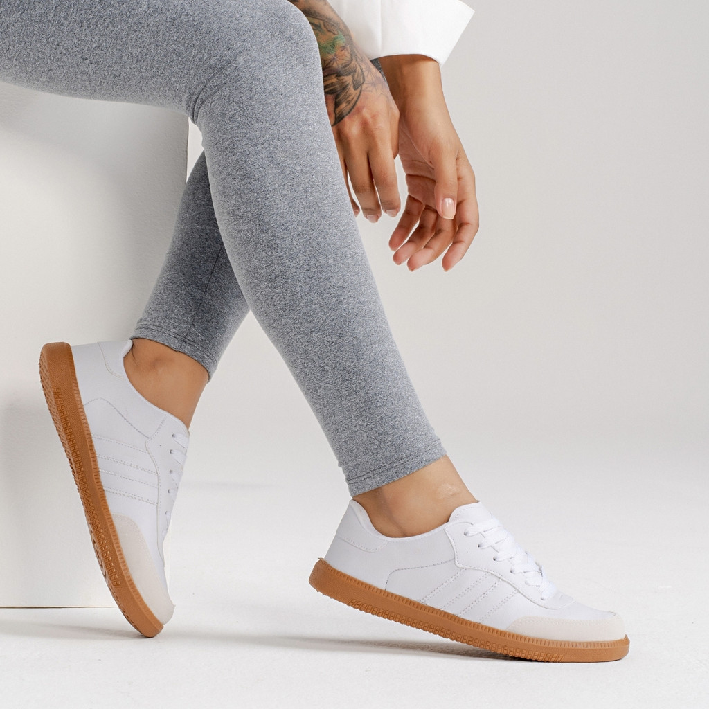 Sapatênis Feminino Masculino Retrô Casual Elegante Couro Sintético Confortável Tenis Listras