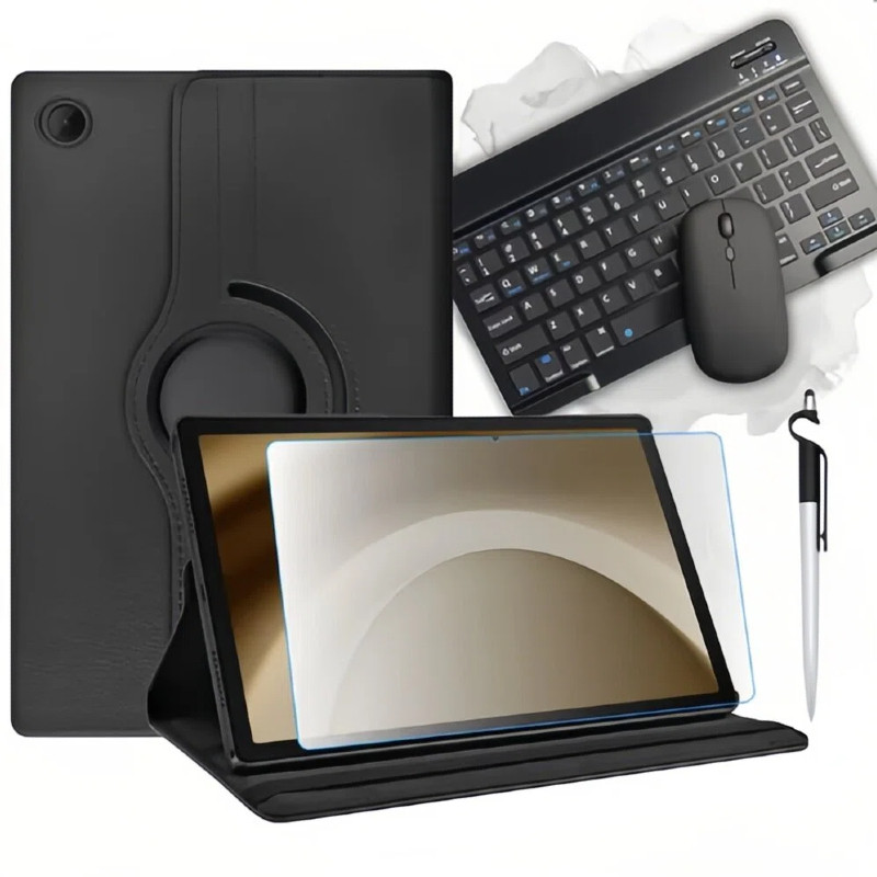 Kit5 Capa para Tablet Galaxy A9 11 Polegadas + Teclado Mouse + Película de Vidro + Caneta Touch