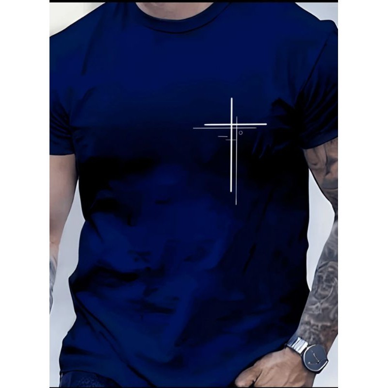 Camiseta Camisa Masculina Cruz Dupla Religião 100% Algodão Malha Premium