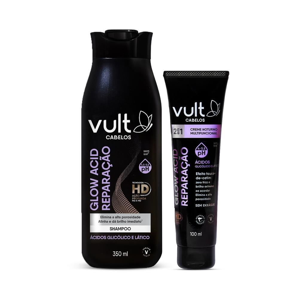 Combo Vult Glow Acid Reparação: Shampoo 350ml + Creme Capilar 100ml em Oferta na Shopee