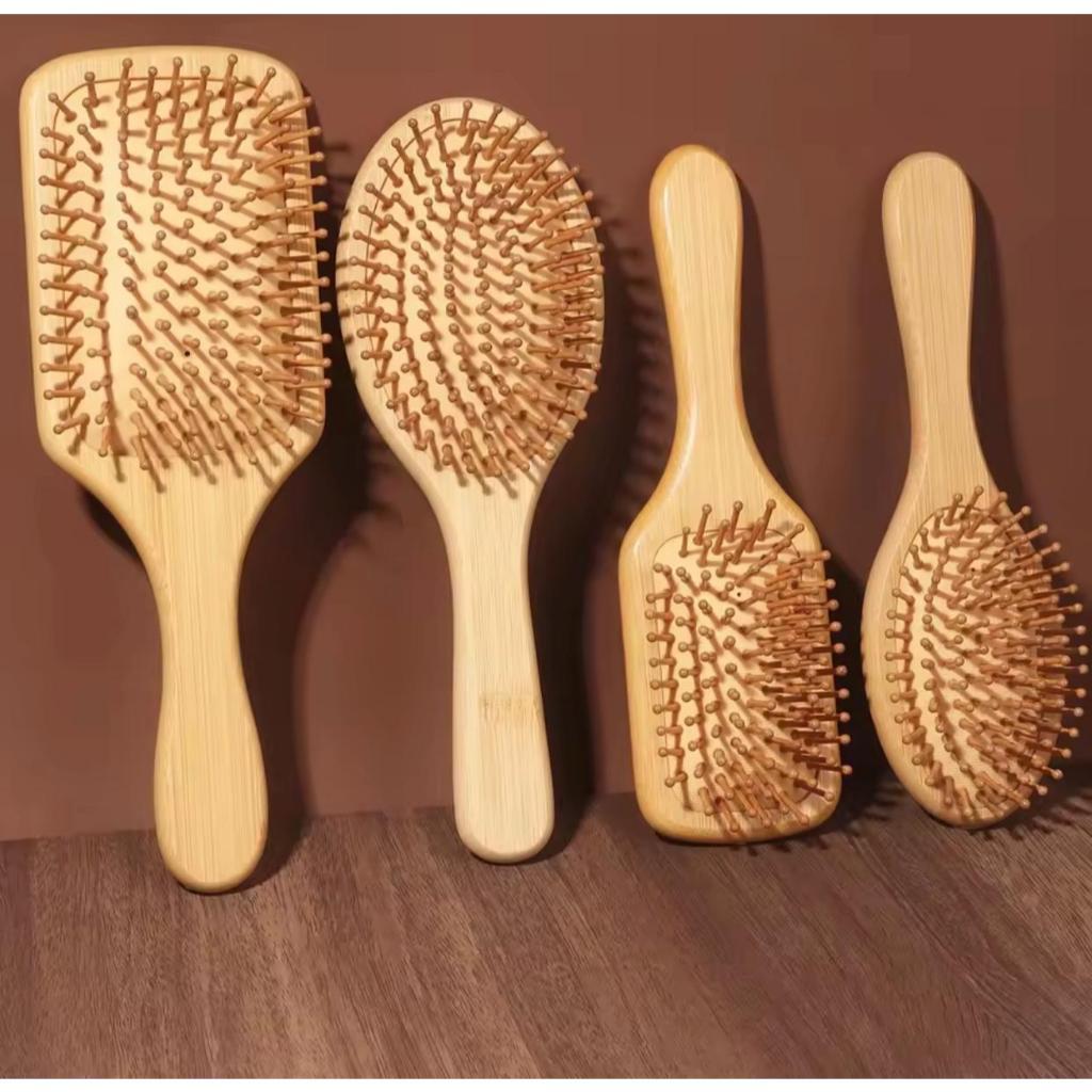Escova De Cabelo De Bambu e Madeira Almofada De Ar Antiestática Couro Cabeludo Massagem Pente