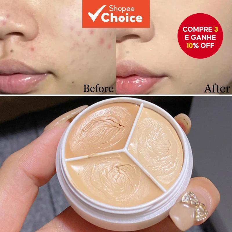 Kit de Corretivo com 3 Tons, Durável, Resistente à Água e Maquiagem Profissional para Iluminação do Rosto e Olhos. em Oferta na Shopee