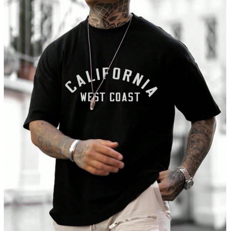 Camiseta Oversized California West Coast Streetwear 100% Algodão Malha Premium
