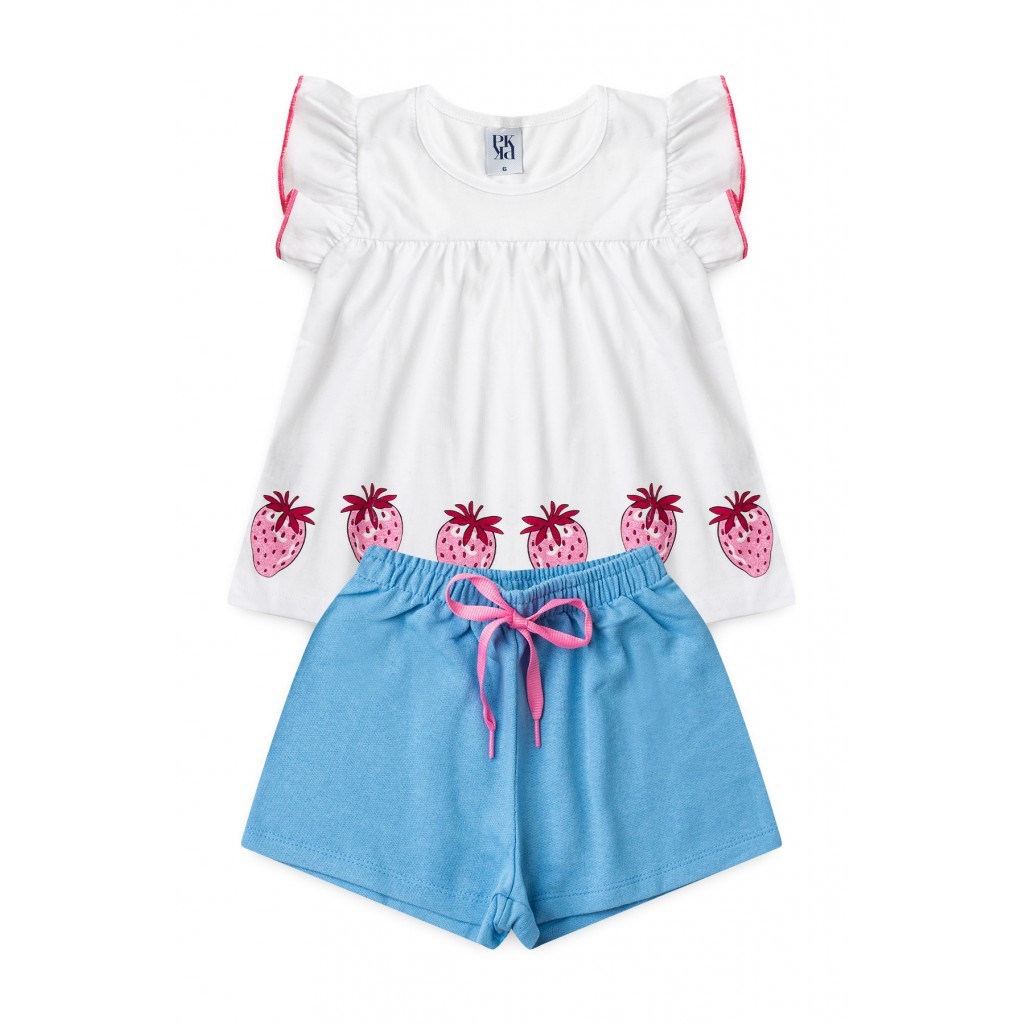 Conjunto Infantil Feminino Morangos Brilhantes