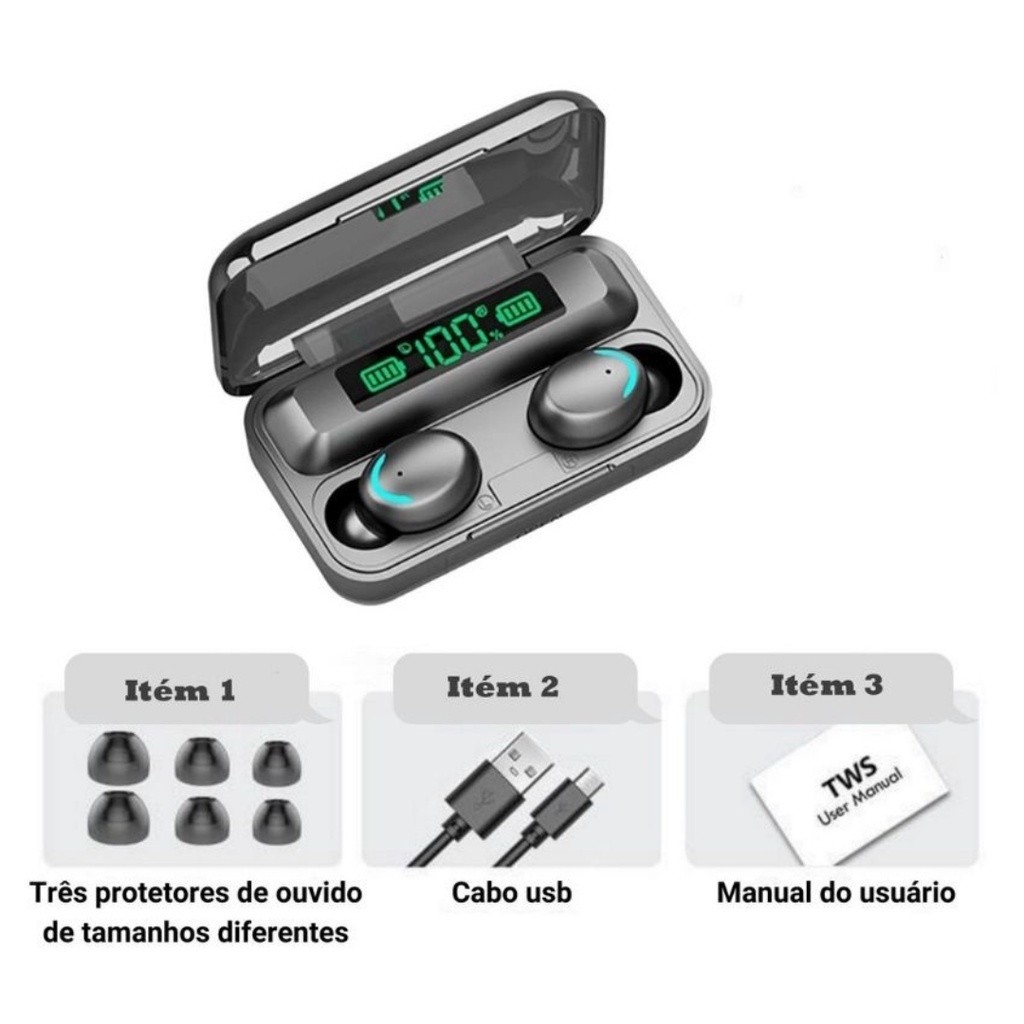 Fone De Ouvido Esportivo Sem Fio Bluetooth 5.0 TWS HI-Fi Estéreo | Xiaomi Androi