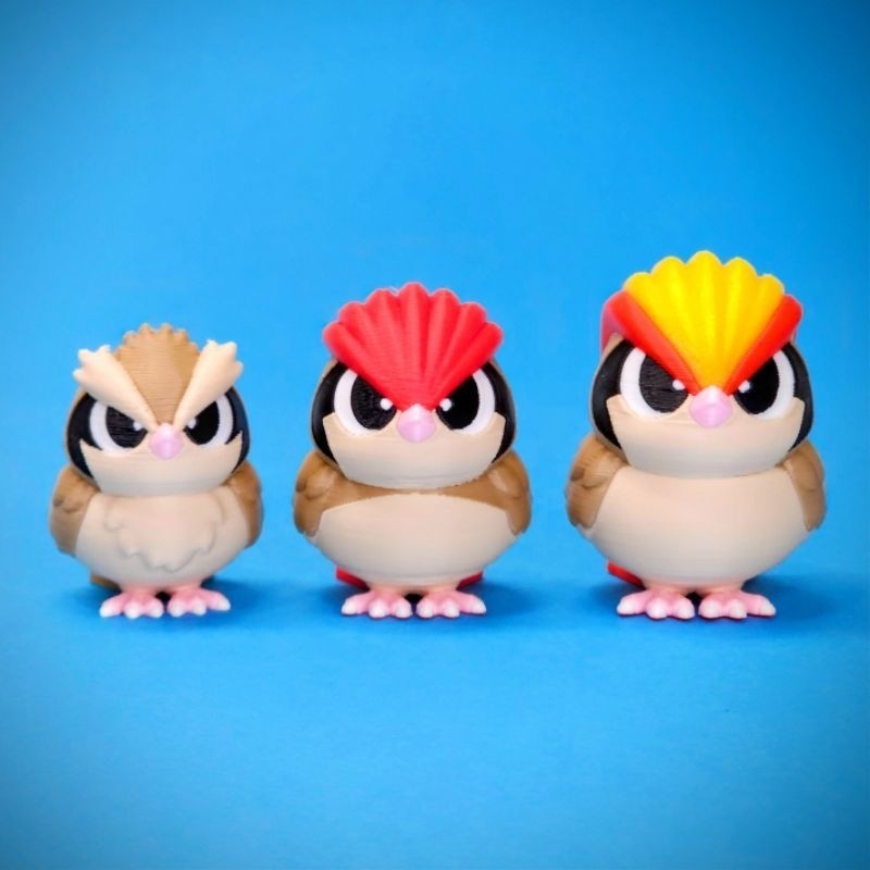 Pidgey Pidgeotto Pidgeot Trio Pokémon 3D Boneco Miniatura Figure Impressão Colecionavel Presentes