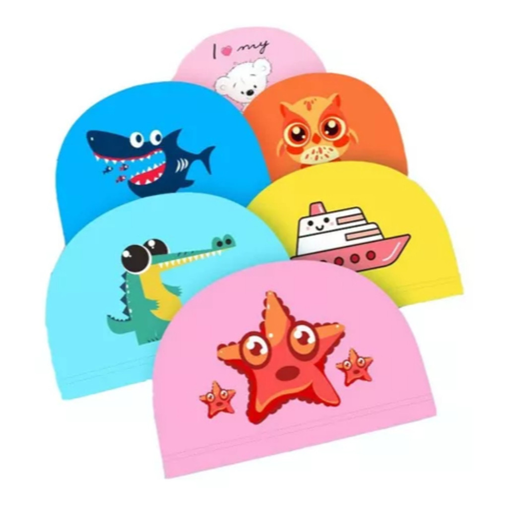 Kit 2 Toucas de Natação Infantil de Tecido  Personagens Kids Piscina - 99 Presentes