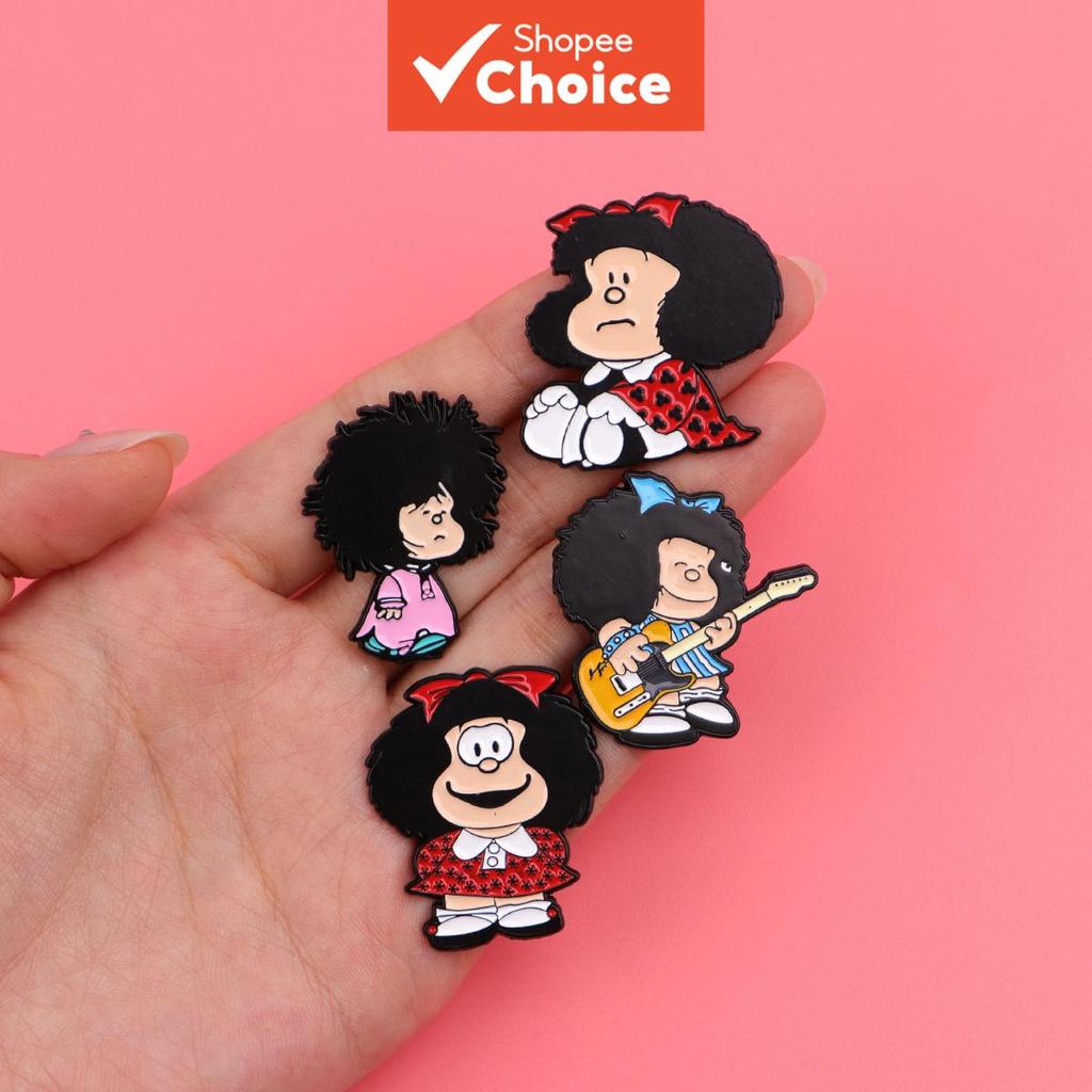Mafalda Esmalte Pin Clássico Kawaii Anime Broche Mochila Roupas Moda Presente