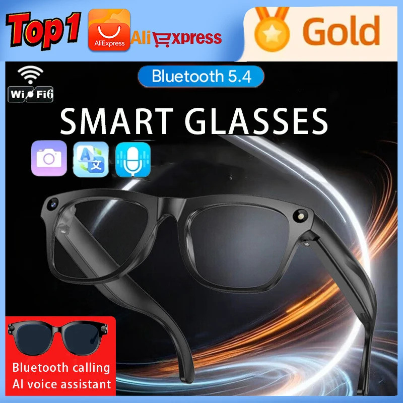 AI Smart Glasses Tradução Em Tempo Real 200W Câmera Shoot Áudio Vídeo Music Player Óculos De Inteligente