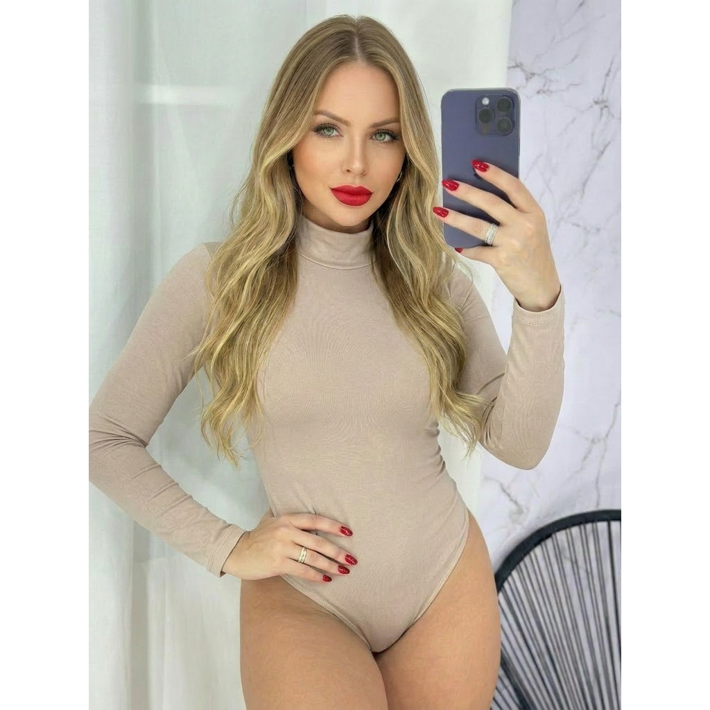 Body Cacharrel Gola Alta Segunda Pele Inverno Forrado Frio Suplex Liso Inverno
