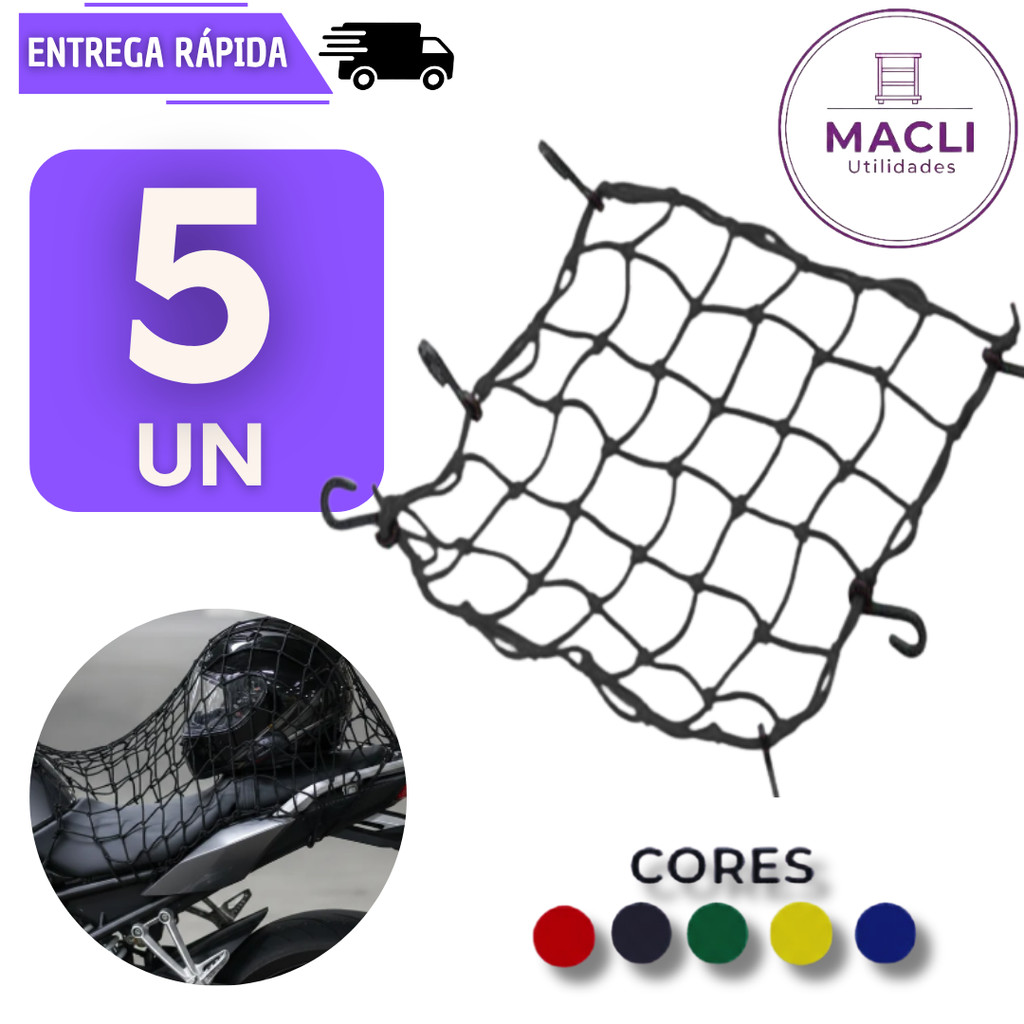Kits 5/4/2 Rede Elastica Para Moto Capacete Bike Tipo Aranha 6 Ganchos Redinha Acessório Rede Prender Bicicleta Rede