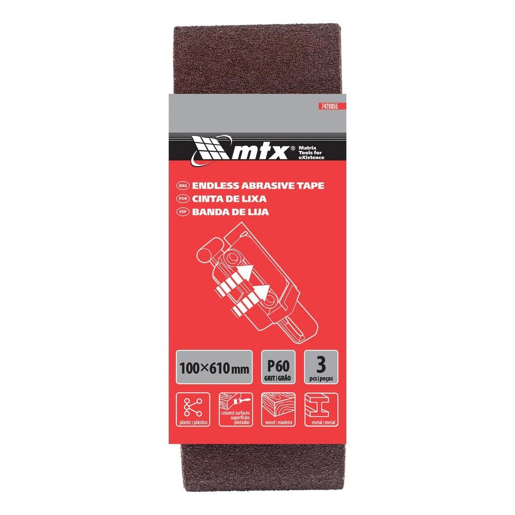 Cinta de Lixa MTX P60 60x610x100mm 3 Unidades Óxido Alumínio