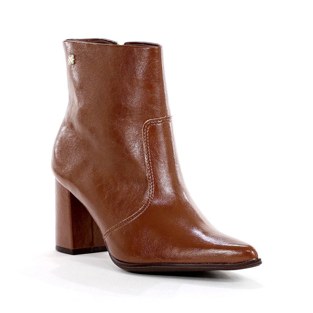 Bota Ramarim Napa Shine Plus Cano Curto Caramelo - Feminino