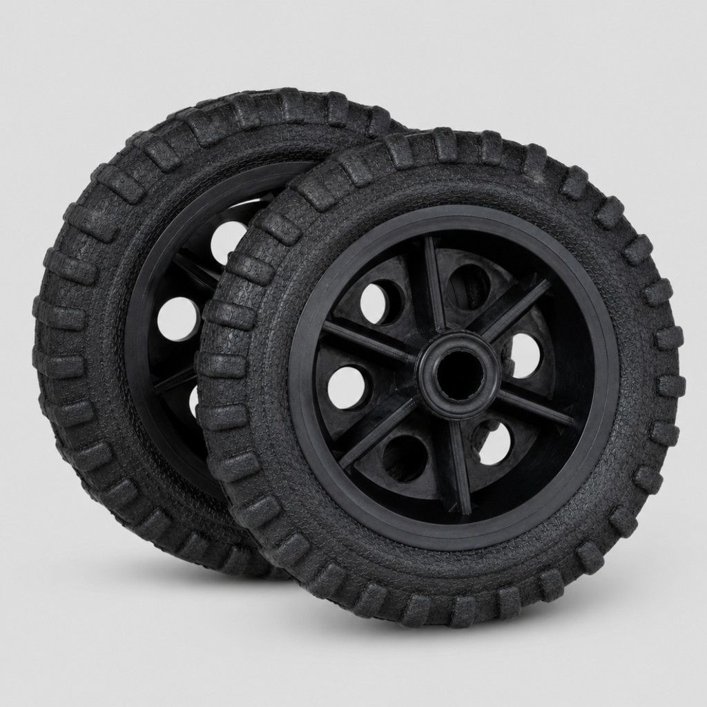 Kit 2 Rodas Carrinho Feira Mercado Carga Reforçado Borracha Maciça Cortador Grama 15cm