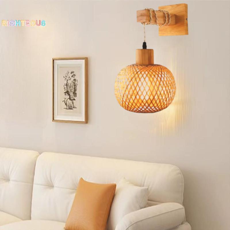 Rightrous Abajur De Bambu , Luminária Pendente De Teto , Lâmpada Suspensa Artesanal De Rattan Para Restaurante , Sala De