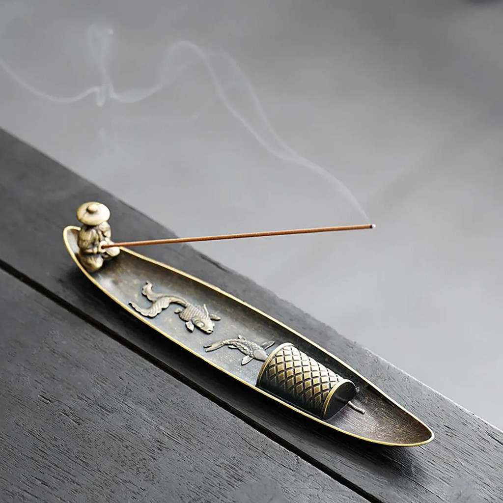 Queimador de Incenso em Forma de Barco, 1 Unidade, Suporte de Incenso Vintage, Queimador de Incenso de Mesa para Decoraç