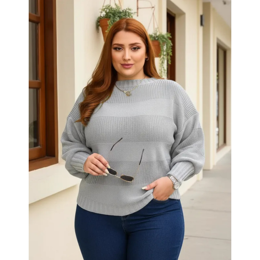Blusa De Frio Grosso Suéter Modelo grande plus size Tricô outono inverno novo