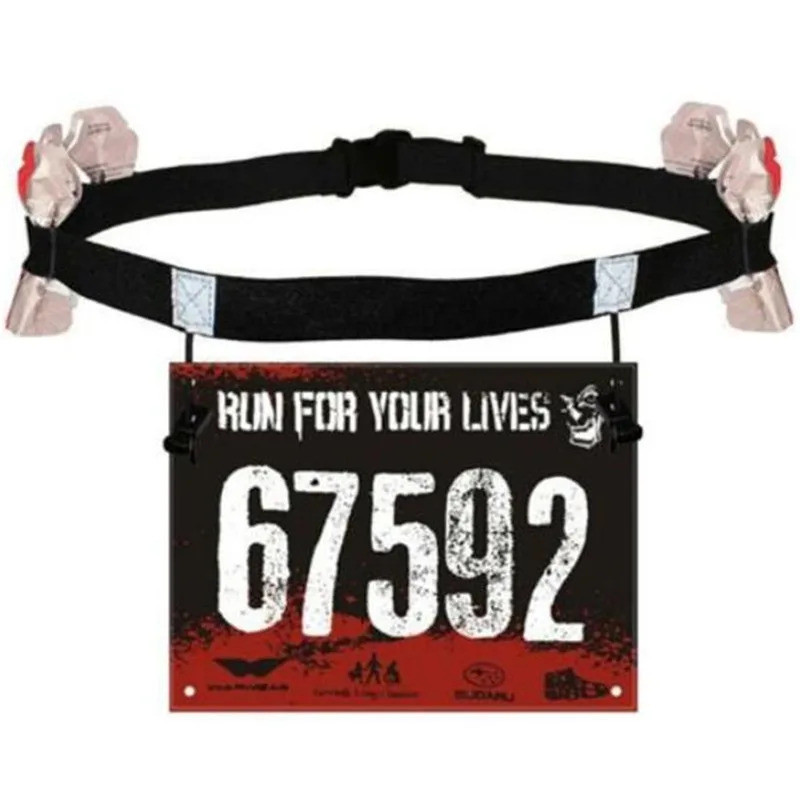 Cinto de Corrida para Número de Peito com Porta-Geléias para Triatlo, Maratona, Ciclismo e Motociclismo, com 6 Laços par