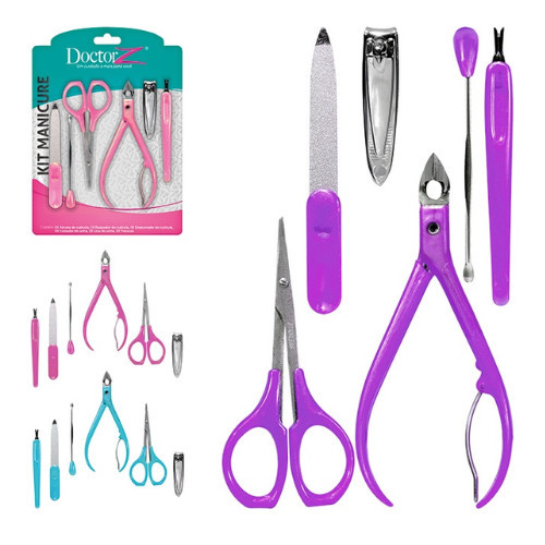 Kit Manicure 6 Peças Metal Cabo Plástico Higiene Unhas Cortador De Unha XH-6300