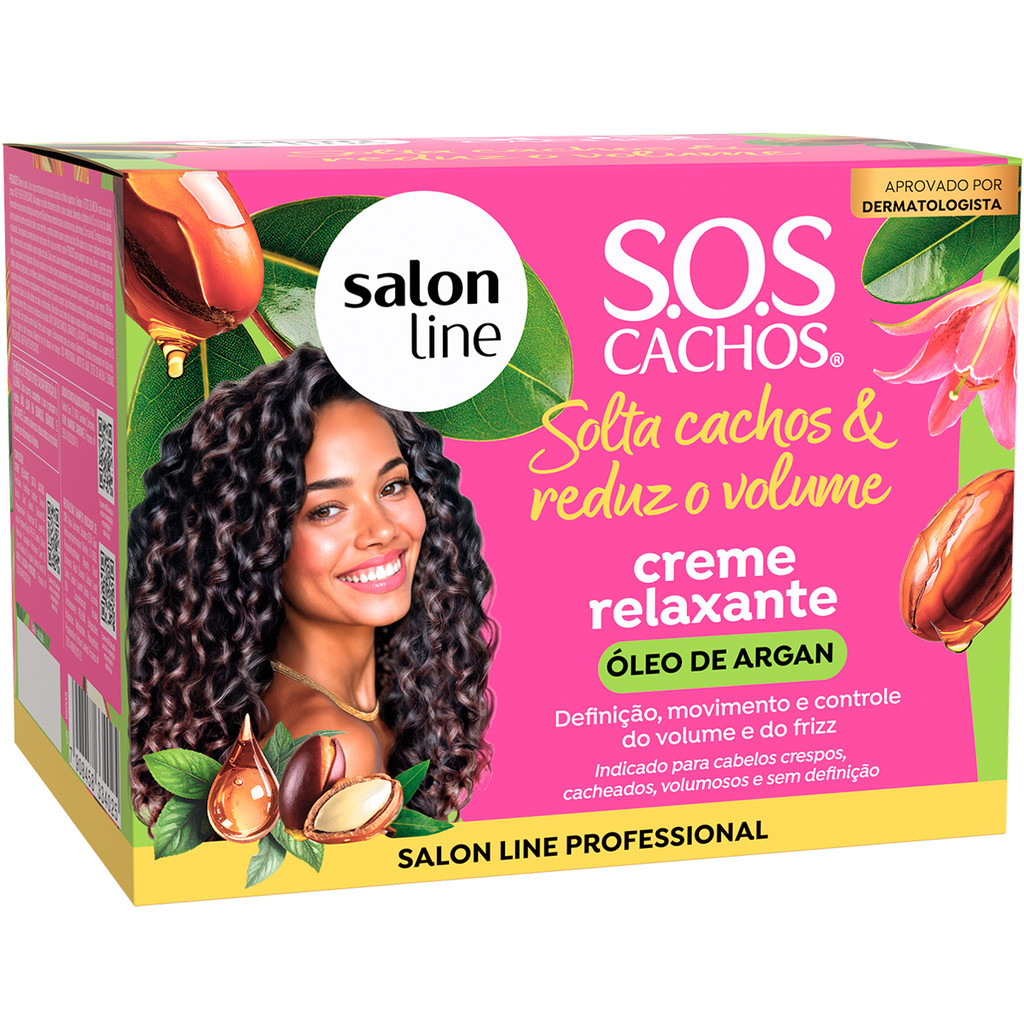 Creme Relaxante Solta Cachos Óleo De Argan Salon Line 200g