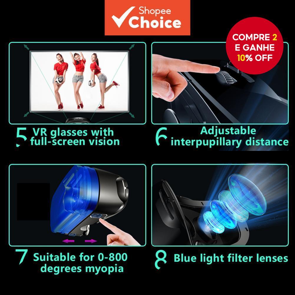 Óculos de realidade virtual 3D VR novos e modernos, capacete inteligente para smartphones, com lentes, controladores,