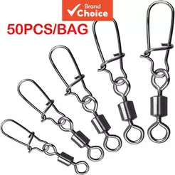 50 PCS Pinos de Conector de Pesca com Rolamento Giratório 10LB-110LB Anéis de Aço Inoxidável de Alta Resistência