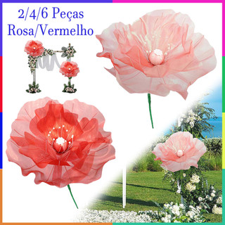 2/4/6 Peças de Flor de Organza, decoração para recepção de casamento, gaze artificial, Flor Artificial de Gaze