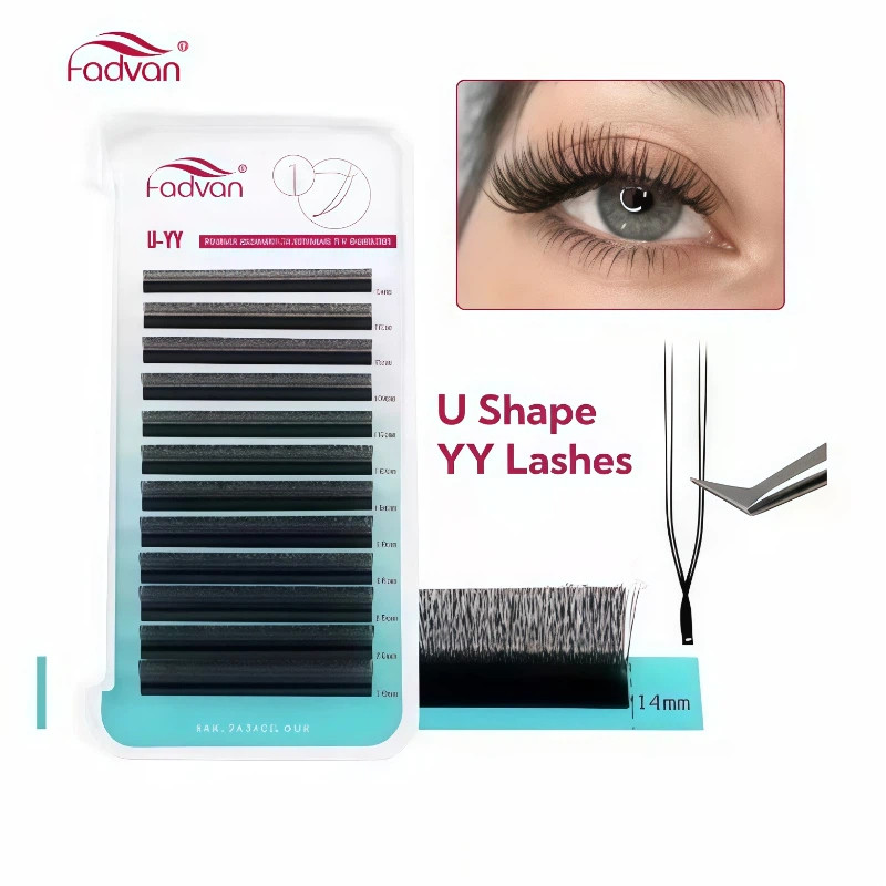 FADVAN Lashes U-YY Shape Volume Brasileiro Preto Extensão De Cílios