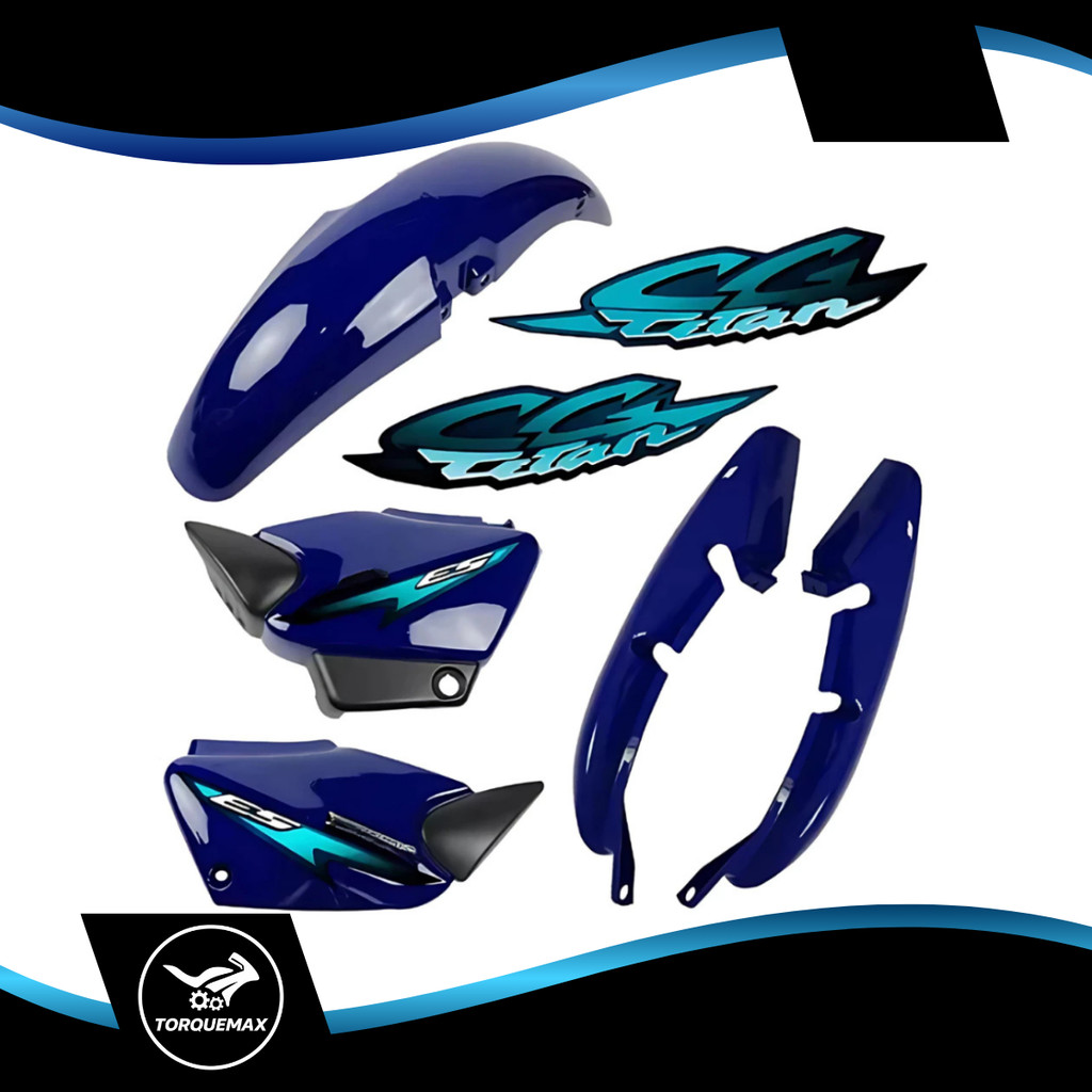 Kit Carenagem Cg Titan 125 Azul 2000 2001 2002 2003 2004 + Adesivos Com Brilho Envernizado Encaixe Perfeito em Oferta na Shopee