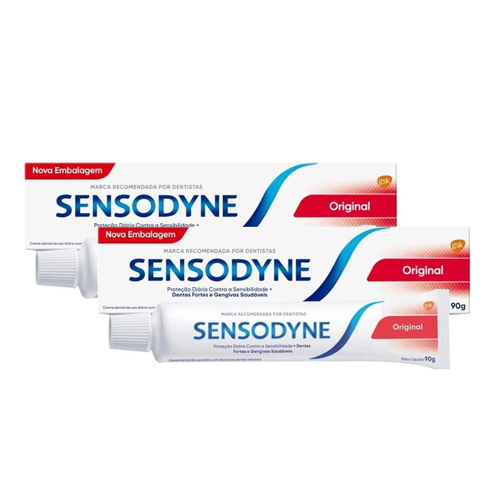 Kit 2 Creme Dental Sensodyne Original para Dentes Sensíveis 90g em Oferta na Shopee