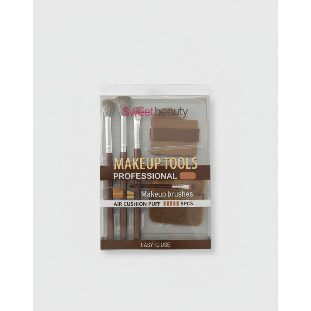 Kit 5 Pincéis de Maquiagem Sweet Beauty – Air Cushion Puff Profissional