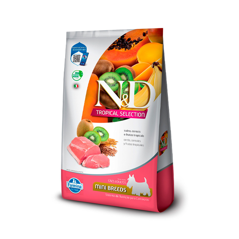 Ração N&D Tropical Selection Suíno Adultos Mini/Pequeno 2KG + 500G – Nutrição Completa para Cães Adultos