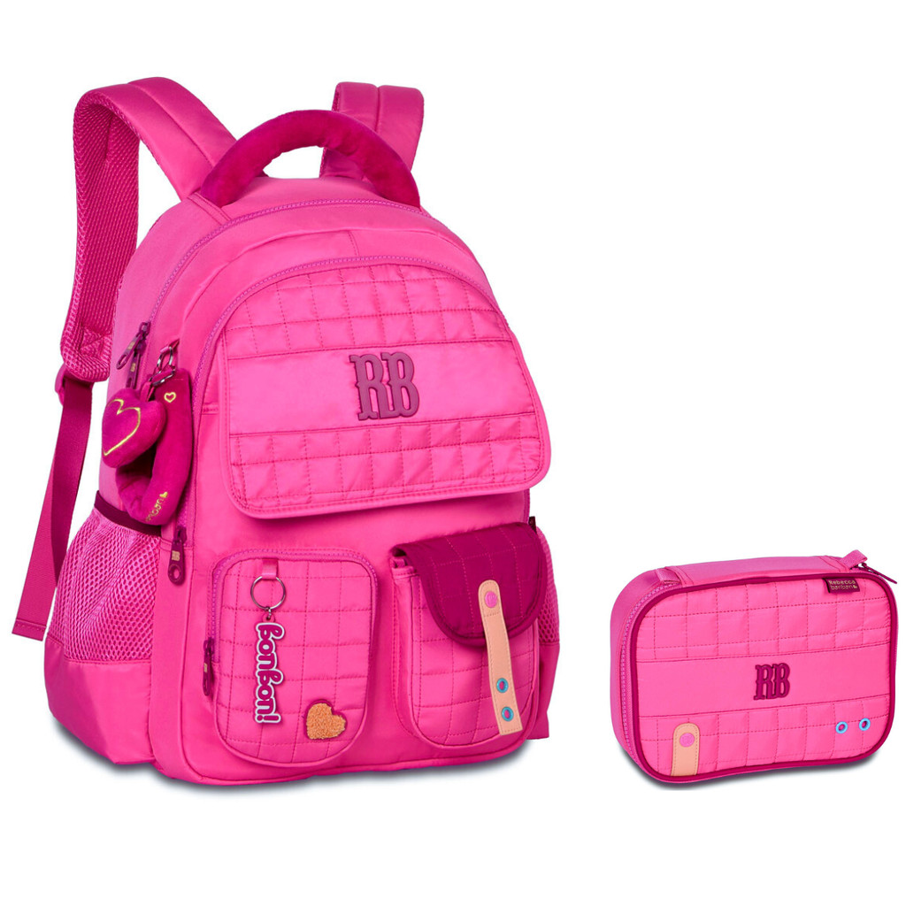 Kit Mochila de Costas Com Estojo Rebecca Bonbon Plush Dreams -Clio Style em Oferta na Shopee