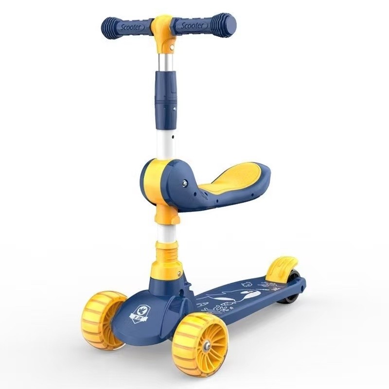 Scooter infantil dobrável com LED 3 rodas 2 em 1--1716