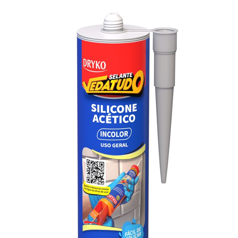 Detalhes do Silicone acético para vedação 260 gramas - VEDATUDO Dryko