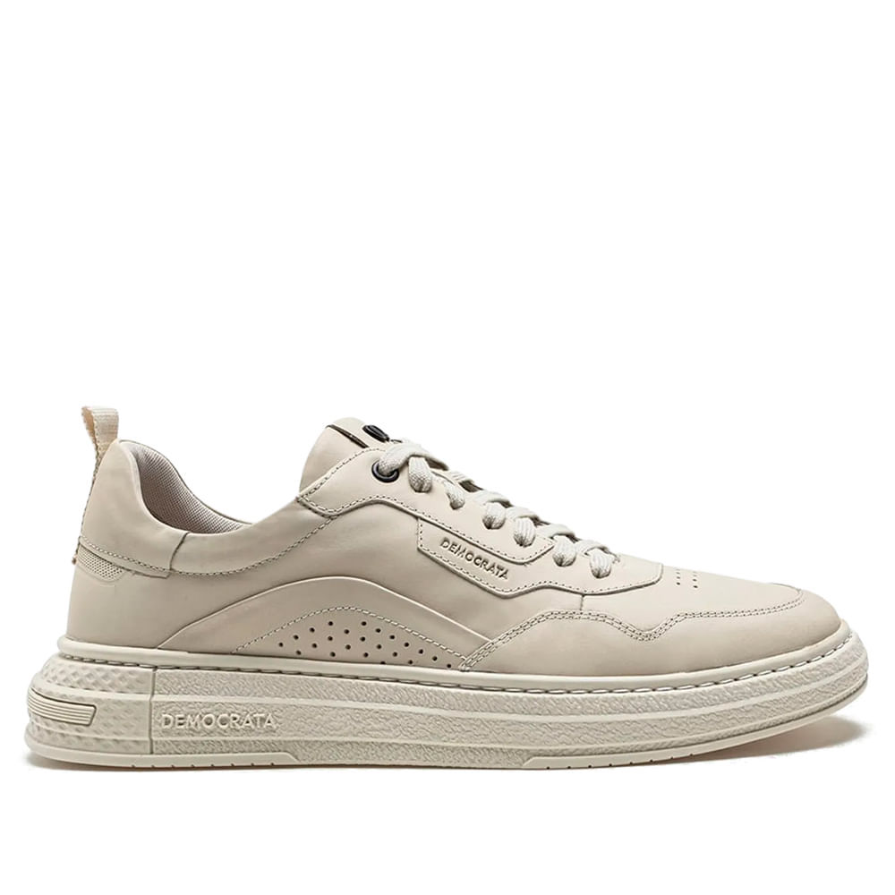 Sapatênis Masculino Democrata Jake Couro Creme