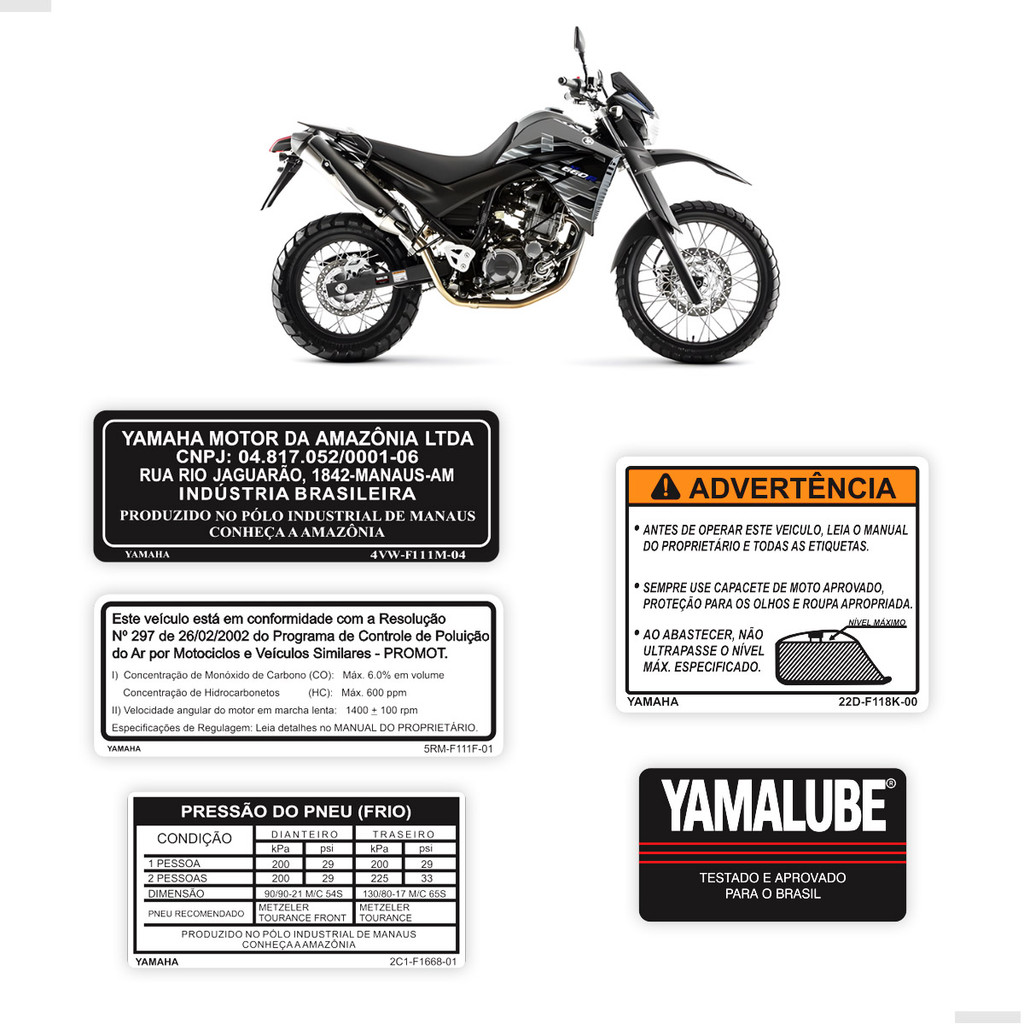 Kit Adesivos Advertência Para Moto Yamaha XT 660R Completo em Oferta na Shopee