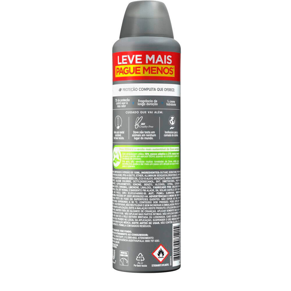 Detalhes do Desodorante Aerosol Dove Men+Care Proteção Total 250ml