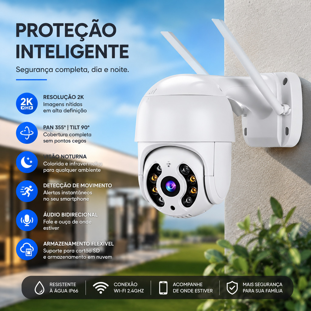 Câmera De Segurança wi-fi externa À Prova D'água full hd ira 360 speed dome - Bivolt