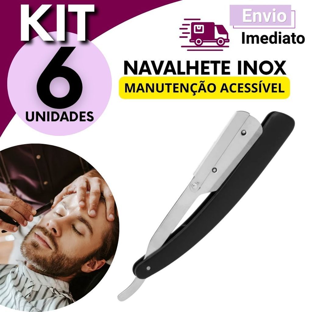 Navalhete Cabo Plástico Profissional Barbearia Barbeiro Reforçado Leve Kit 2 3 4 6 Unidades