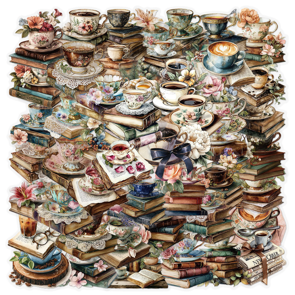 50 Unidades De Café E Livros Adesivos De Plástico À Prova D'água Para Animais De Estimação