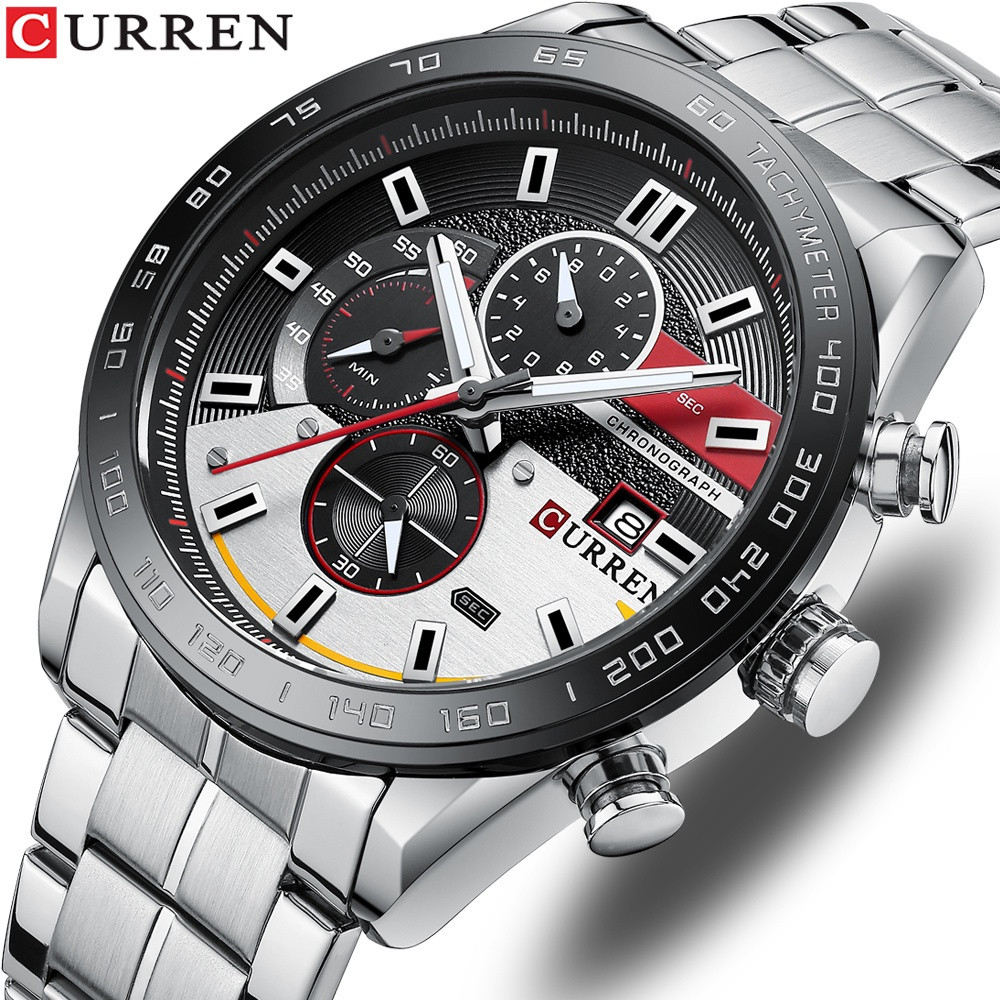 Relógio Luminiscente de Quartzo em Aço Inoxidável para Homens CURREN 
     Modelo Casual Impermeável 8410 X BBZJ