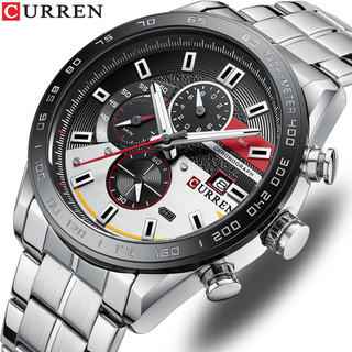 Relógio Luminiscente de Quartzo em Aço Inoxidável para Homens CURREN 
     Modelo Casual Impermeável 8410 X BBZJ