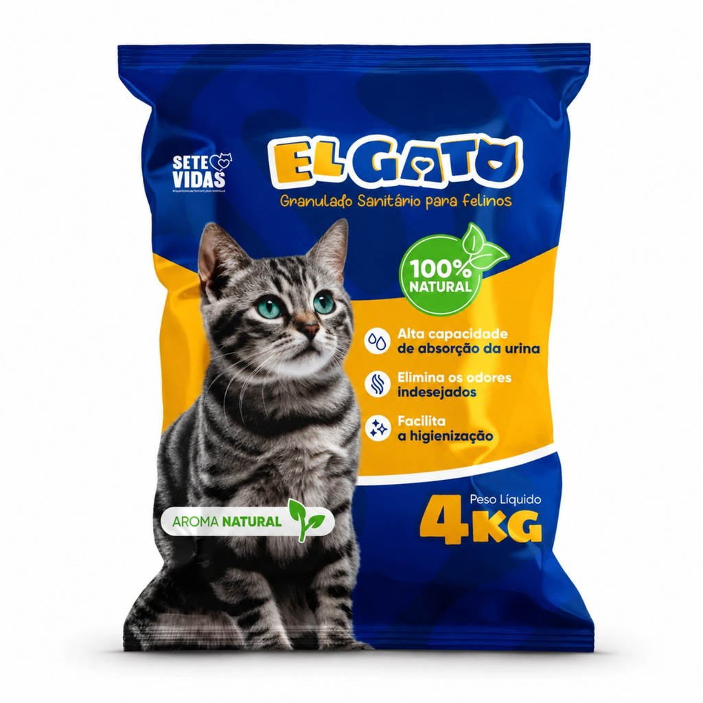 Areia Higienica El Gato 100% Natural 4kg Alta Absorção Total