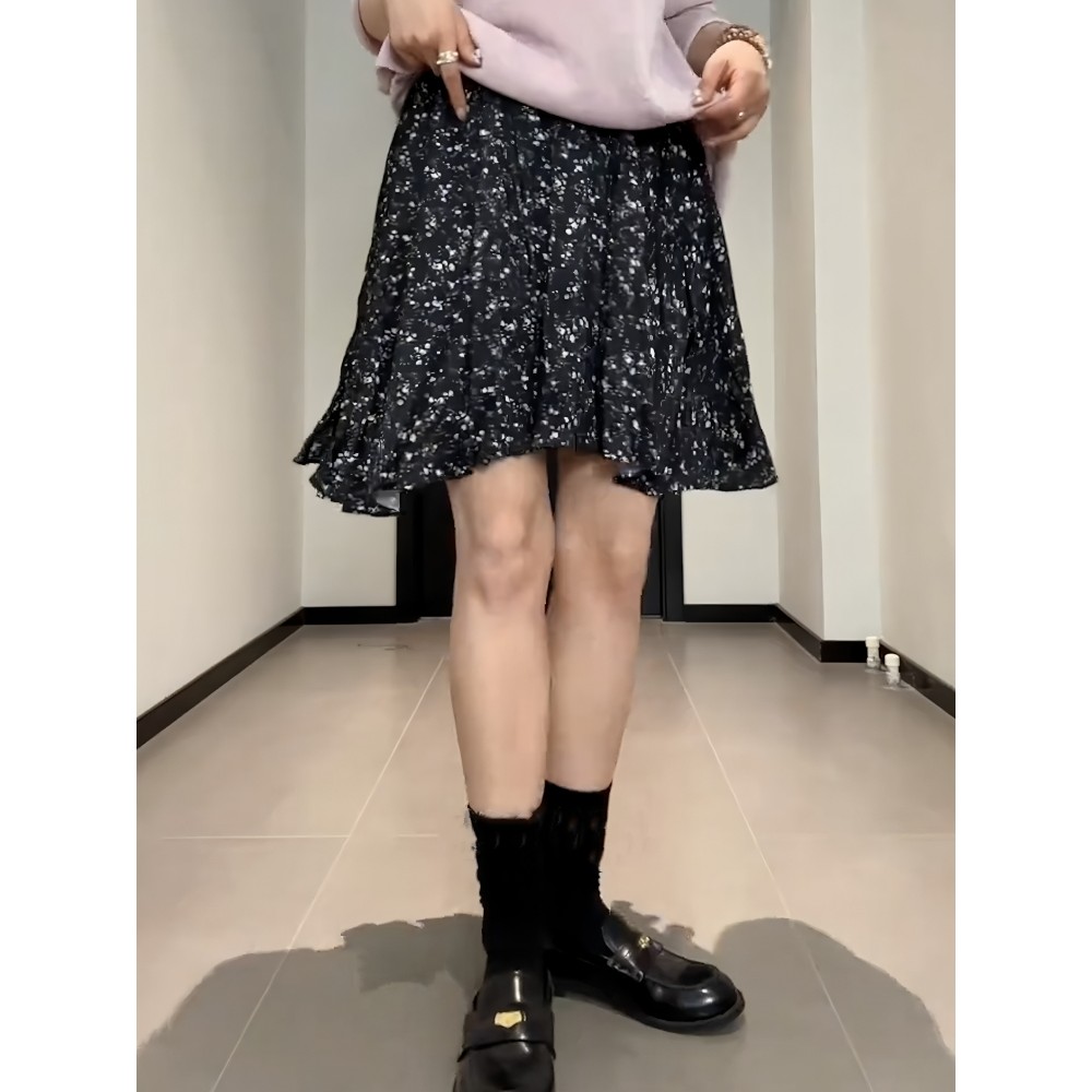 Plus Size saia feminina cintura elástica Chiffon saia Floral novo estilo gordura mm cintura alta capa virilha gigante ma