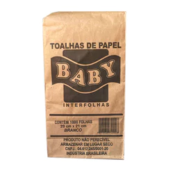 Papel toalha interfolha 2 dobras Branco Plus 20x21 com 1000 fls Baby