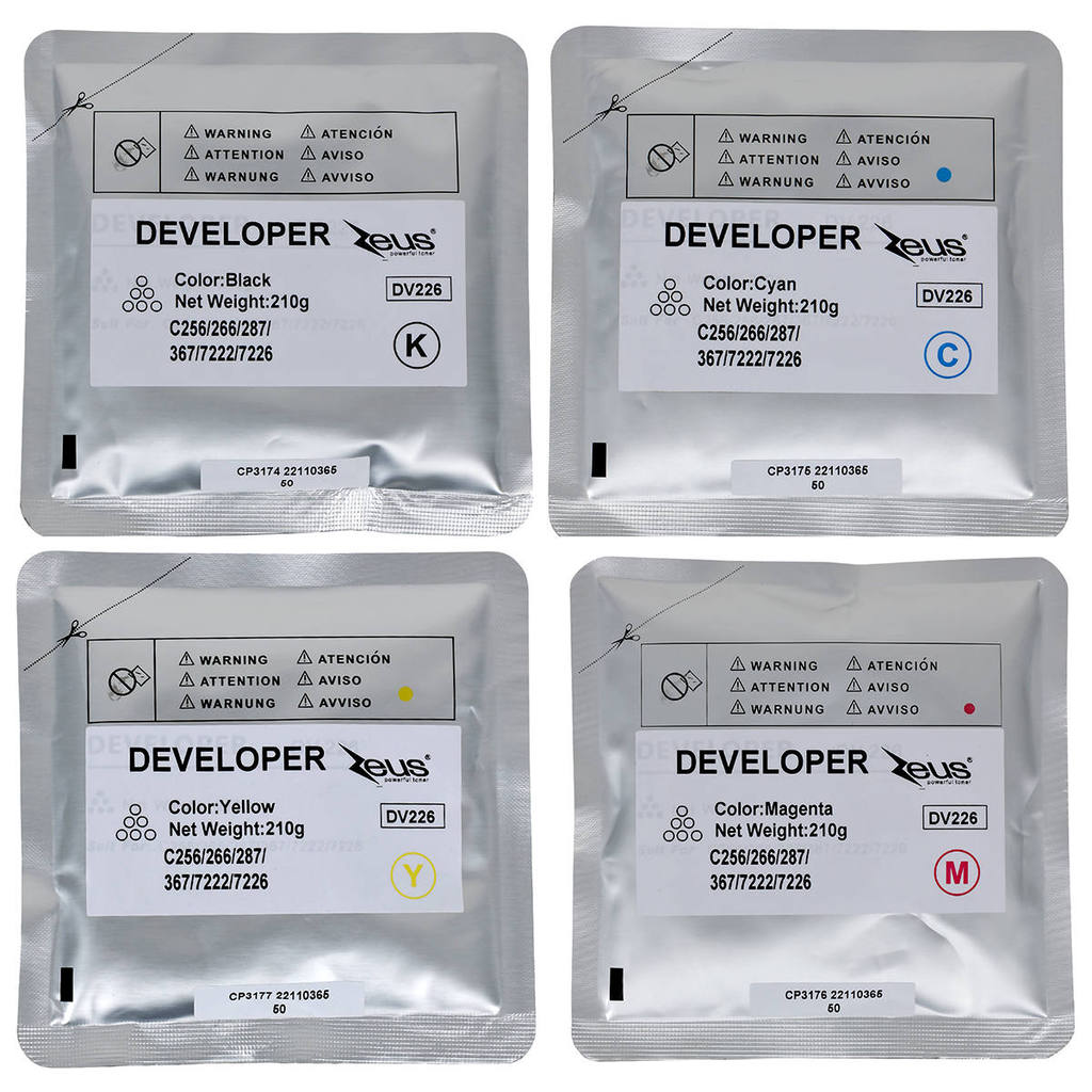Revelador Developer 210g Compatível com DV-226 DV226 Zeus para C 256 C 266 C 287 C 7222 C 7226