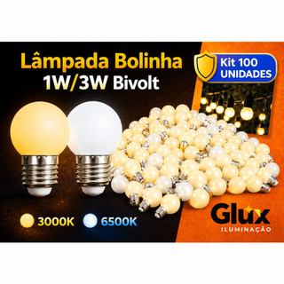 KIT 100 Lâmpada Bolinha G45 1w/3w Led Mini Bulbo Luz Amarela 3000k Luz Branca 6500K Decoração Abajur Varal Cordão Bivolt