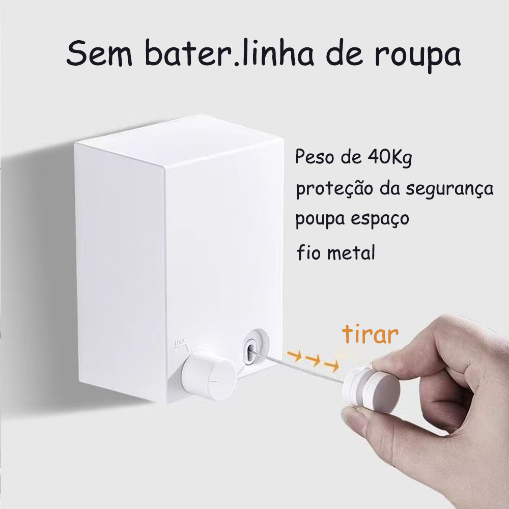 Varal retrátil Montado Na Parede Linha De Lavanderia Varal Retrátil Parede Aço Inoxidável Varal De Roupas Corda
